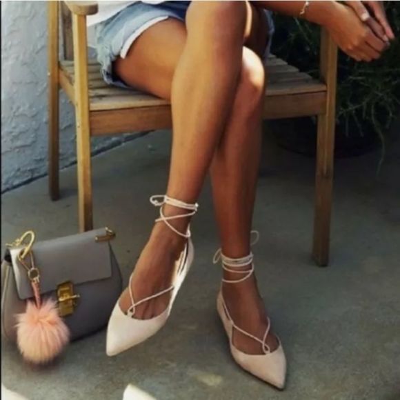 “KORS COLLECTION” Kallie Suede Lace Up Runway Flats - Picture 1 of 7